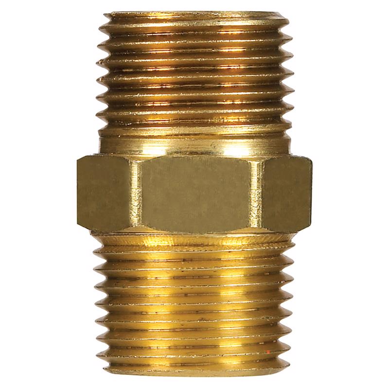 0 - 1/4 in. MPT X 1/4 in. D MPT Yellow Brass Hex Nipple - Case of 5