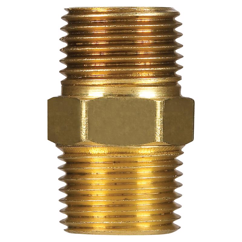 0 - 3/8 in. MPT X 3/8 in. D MPT Yellow Brass Hex Nipple - Case of 5