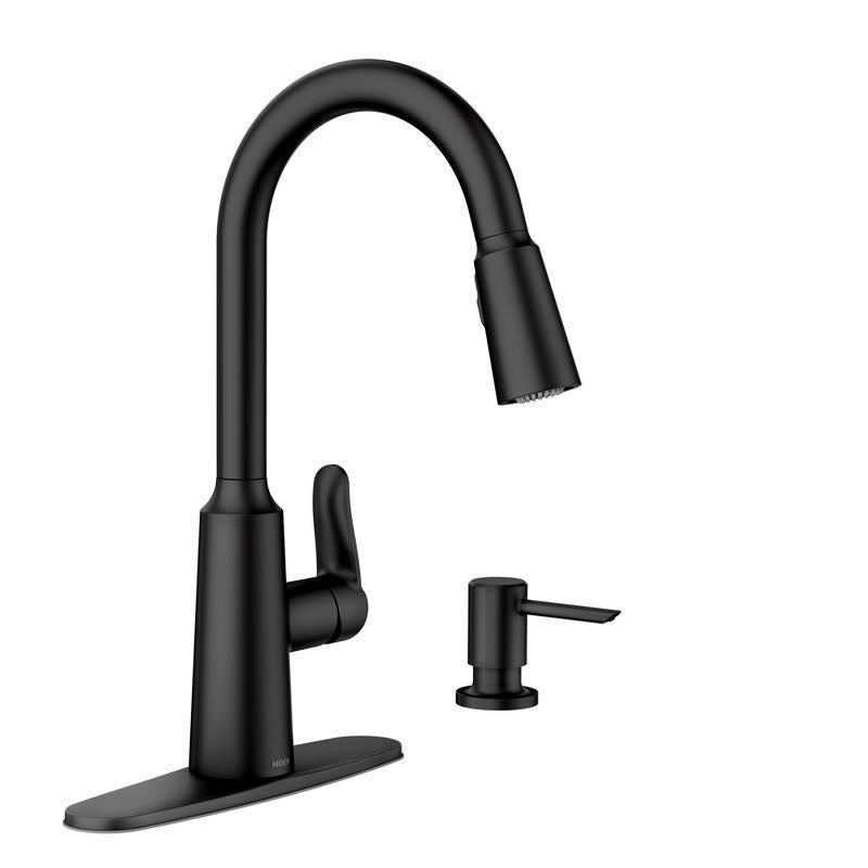 MOEN - Moen Edwyn One Handle Matte Black Pull-Down Kitchen Faucet