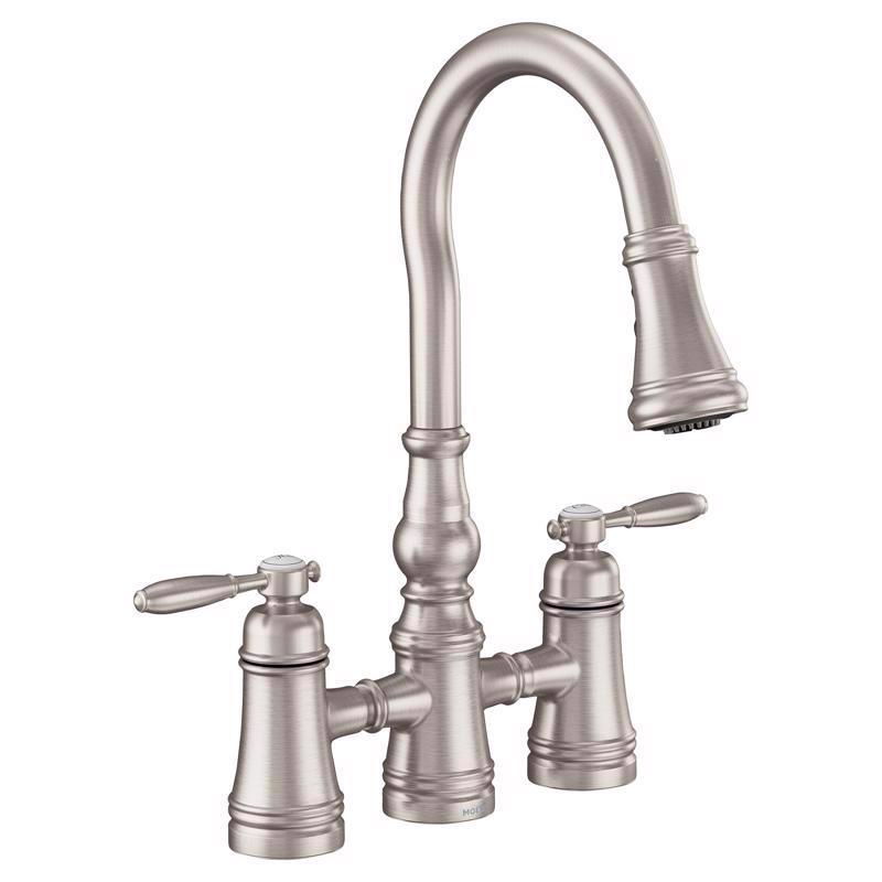 MOEN - Moen Weymouth Two Handle Stainless Steel Pull-Down Kitchen Faucet