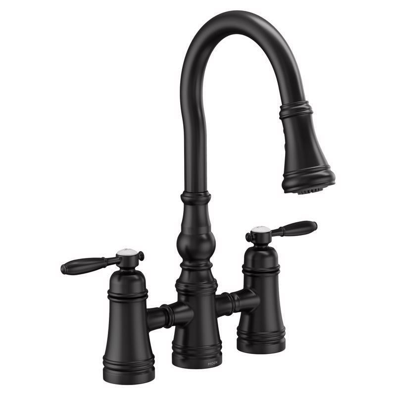 MOEN - Moen Weymouth Two Handle Matte Black Pull-Down Kitchen Faucet