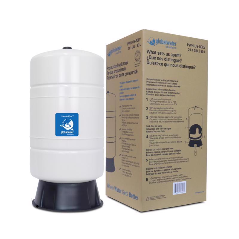 GLOBAL WATER SOLUTIONS - Global Water Solutions PressureWave 21.1 gal Pre-Charged Vertical Pressure Well Tank