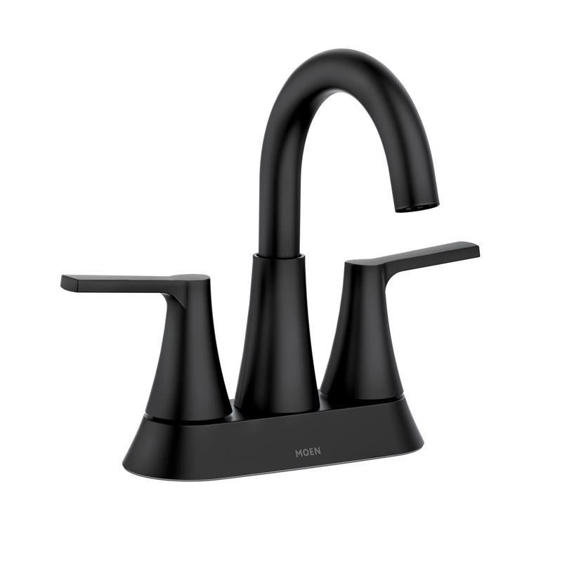 MOEN - Moen Mikah Matte Black Two-Handle Bathroom Sink Faucet 4 in.