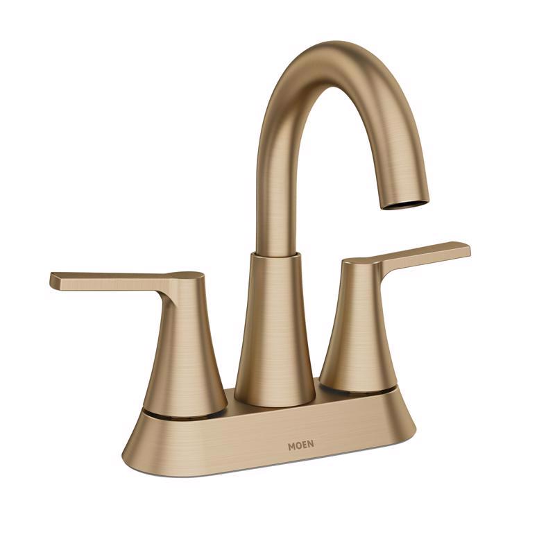 MOEN - Moen Mikah Bronzed Gold Two-Handle Bathroom Sink Faucet 4 in.