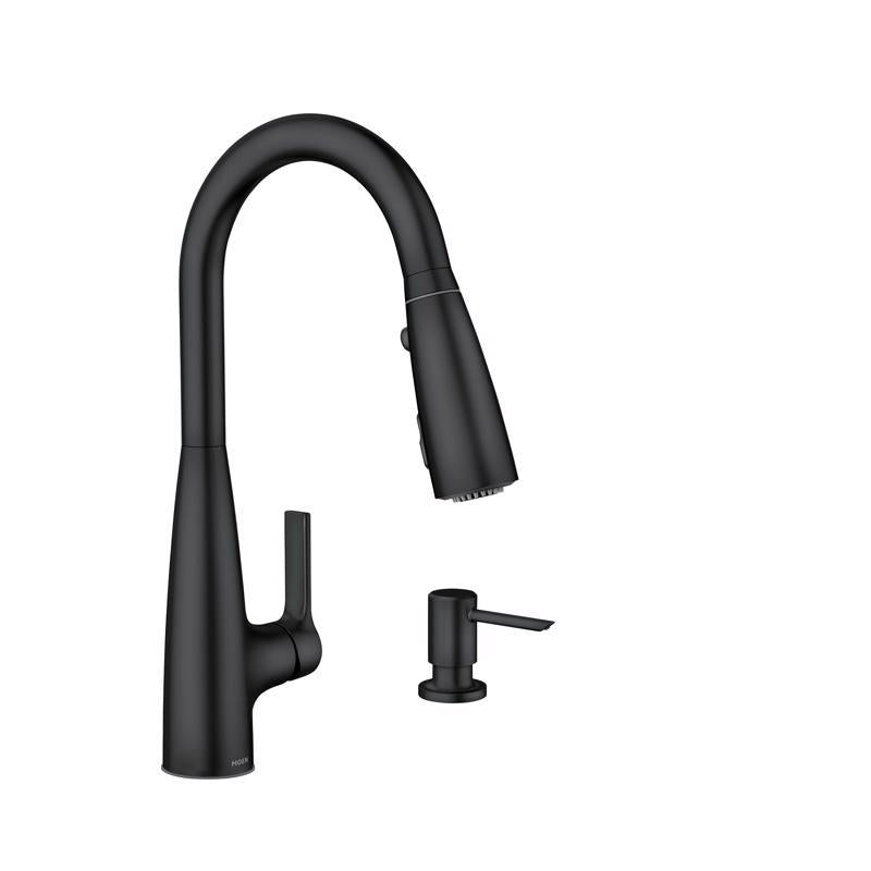 MOEN - Moen Haelyn One Handle Matte Black Pull-Down Kitchen Faucet