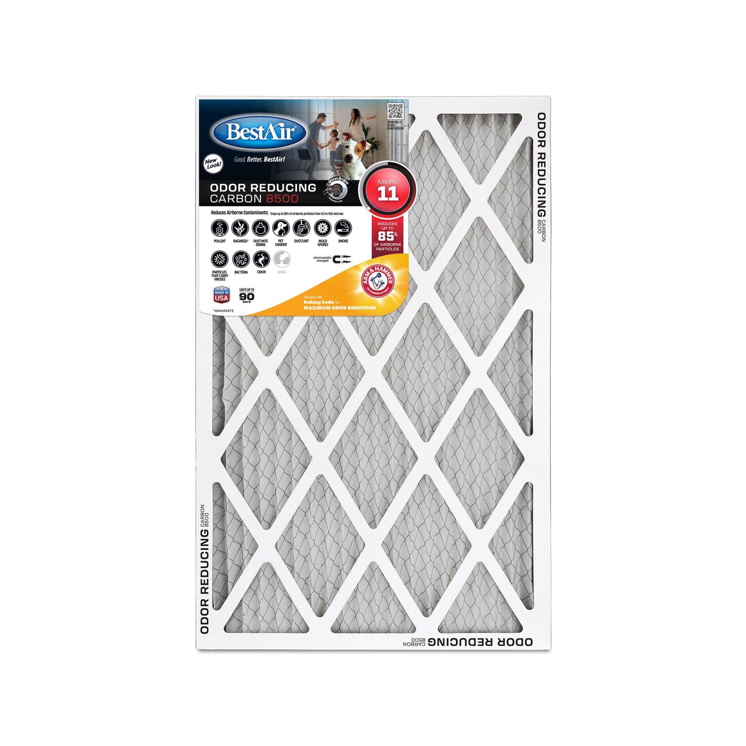 BestAir 20 in. W X 20 in. H X 1 in. D Carbon 11 MERV Pleated Air Filter 1 pk - Case of 6