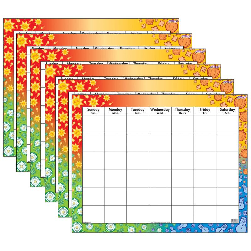 TREND - Wipe-Off Calendar Chart, 22" x 28", Pack of 6