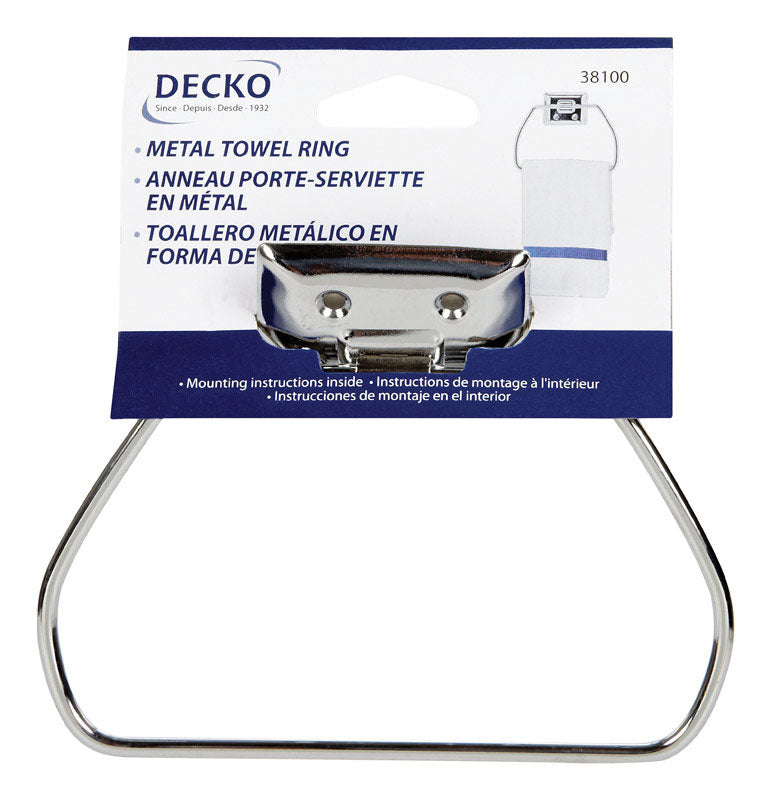 DECKO - Decko Chrome Silver Stirrup Towel Ring Steel
