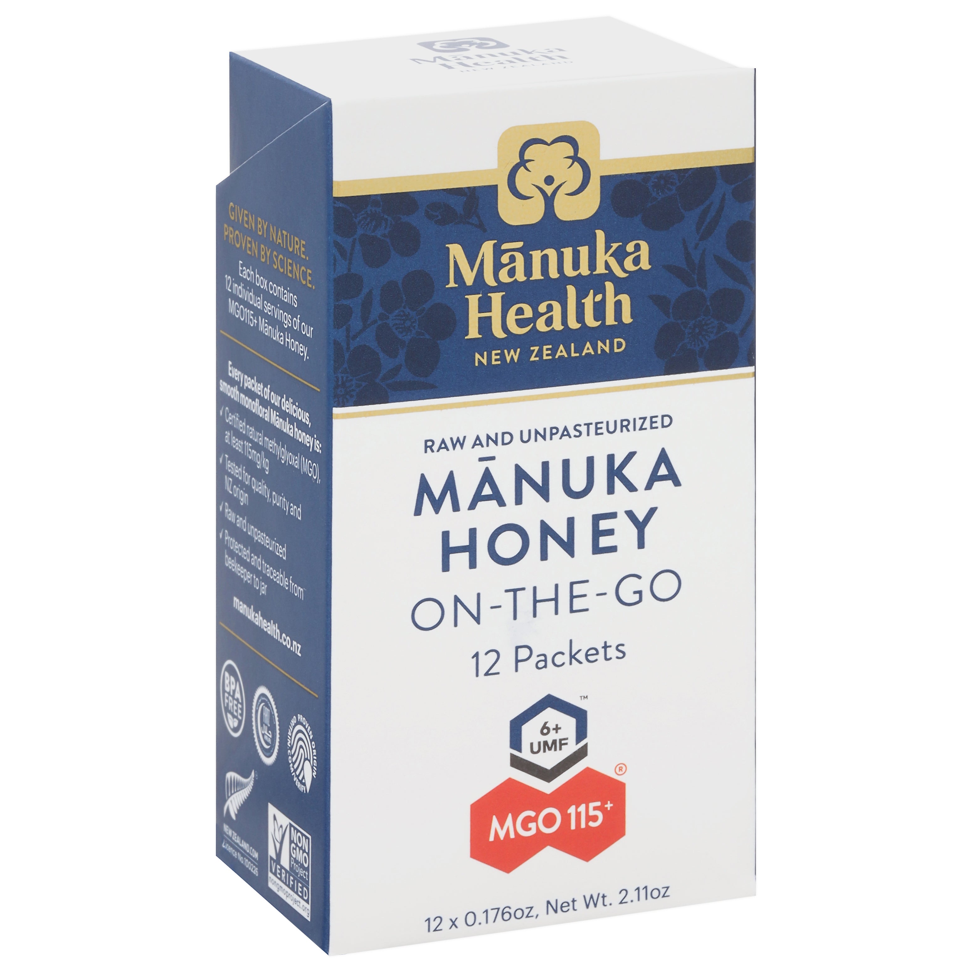 Manuka Health On-the-Go 6+ UMF MGO 115+ Manuka Honey 12 - 0.176 oz Packets - Case of 1
