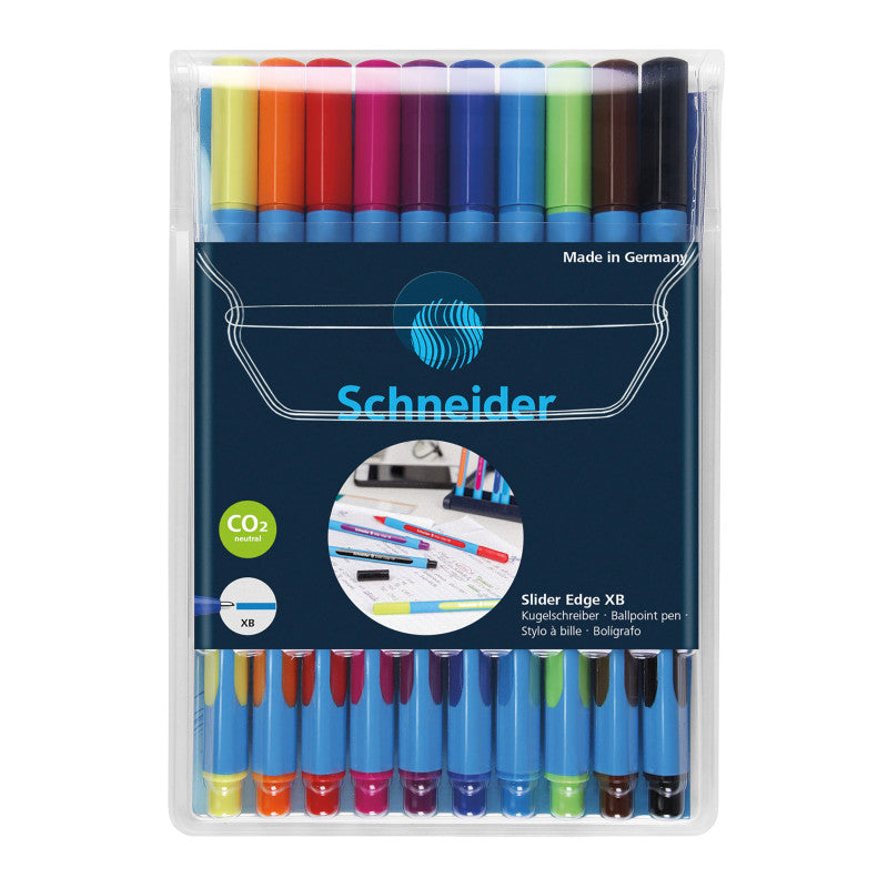 SCHNEIDER - Slider Edge XB Ballpoint Pen, 1.4 mm, 10 Assorted Ink Colors in Reusable Wallet