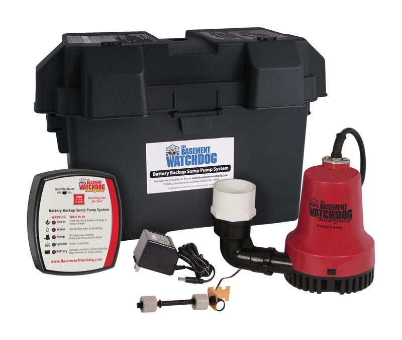 BASEMENT WATCH DOG - The Basement Watchdog 1/4 HP 2,000 gph Thermoplastic Dual Reed Switch Battery Backup Sump Pump