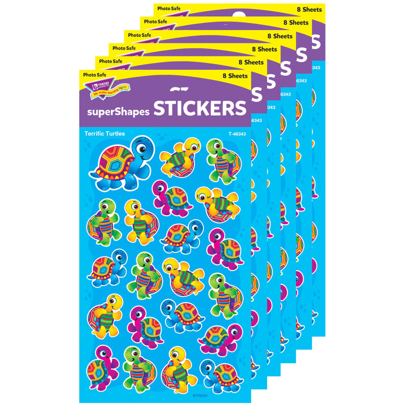 TREND - Terrific Turtles superShapes Stickers-Large, 168 Per Pack, 6 Packs