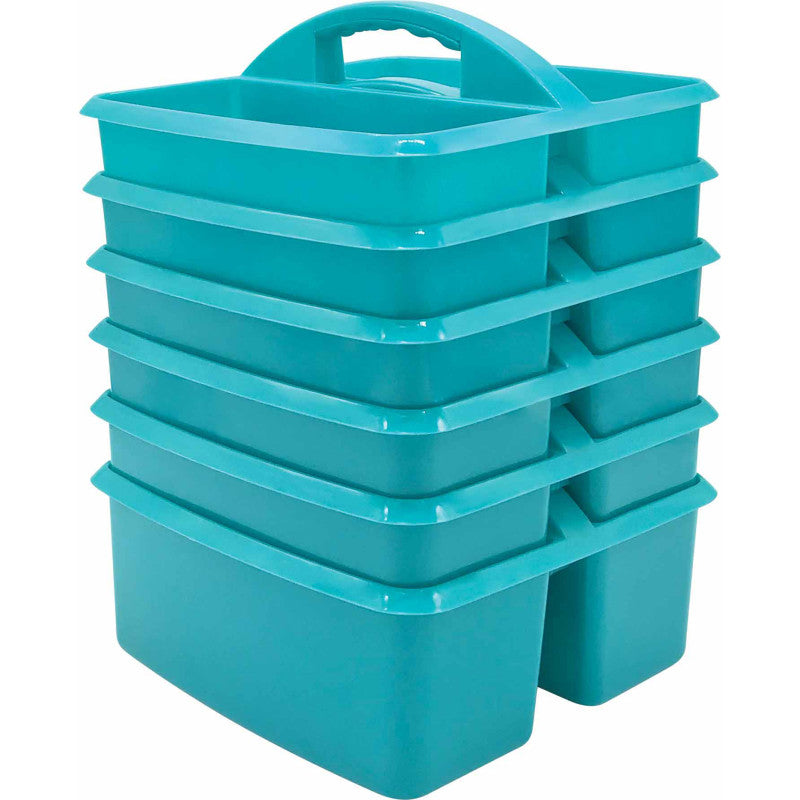 TEACHER CREATED RESOURCES - Teal Plastic Storage Caddy, Pack of 6