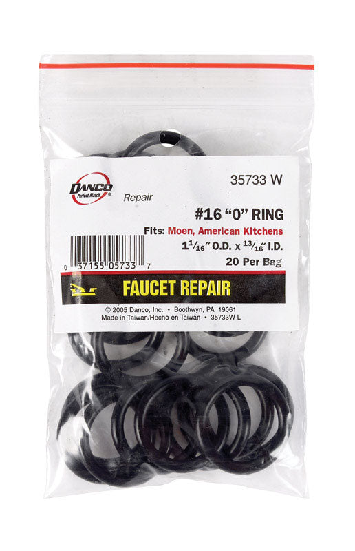 DANCO - Danco 1-1/16 in. D X 13/16 in. D #16 Rubber O-Ring 20 pk