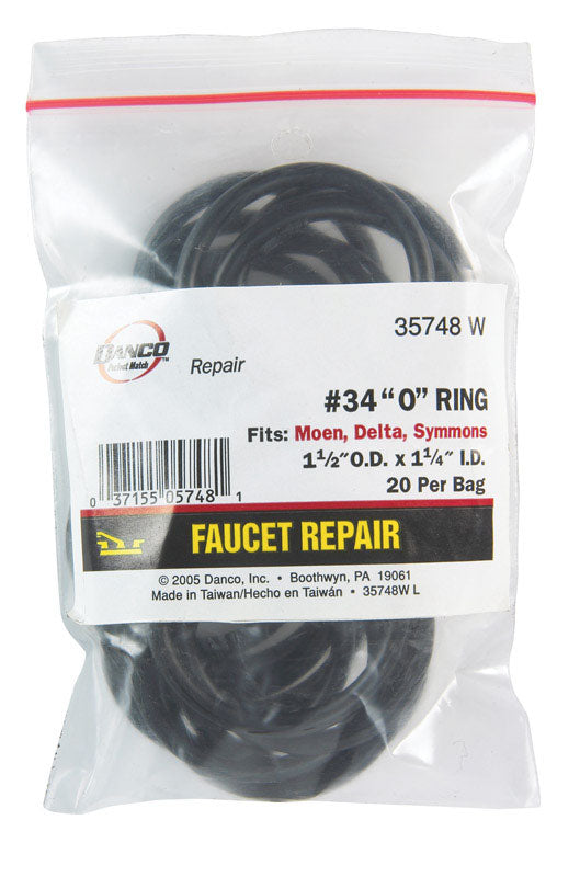 DANCO - Danco 1-1/2 in. D X 1-1/4 in. D Rubber O-Ring 20 pk