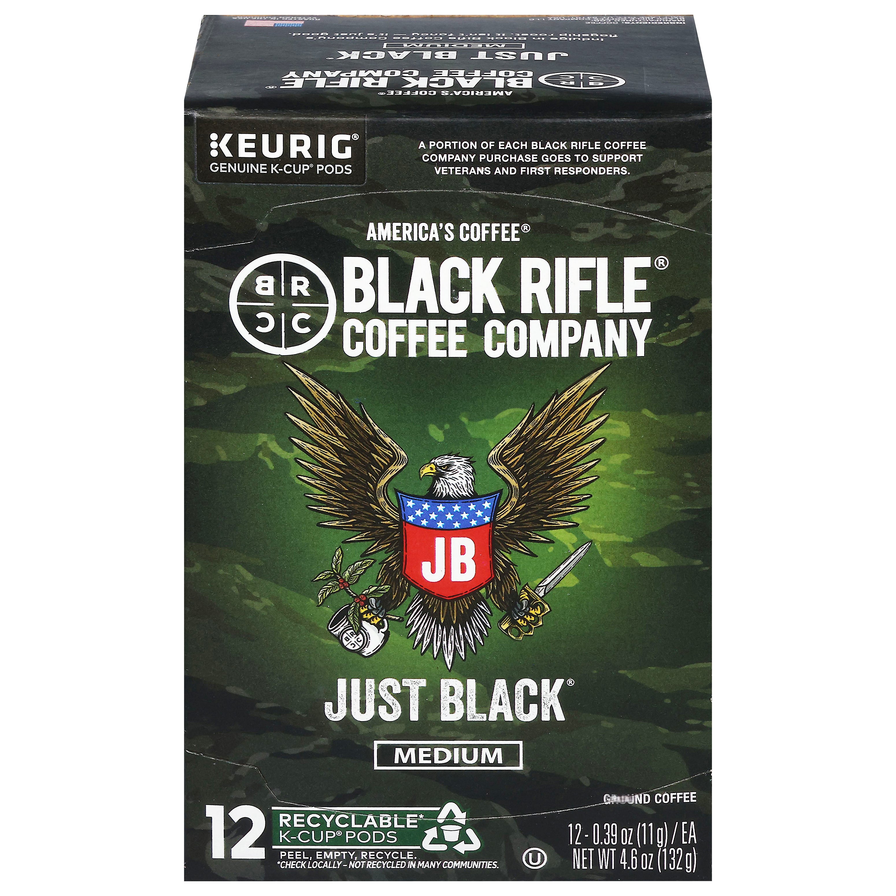 Black Rifle Coffee Company Ground Medium Just Black Coffee 12 - 0.39 oz K-Cup Pods - Case of 6