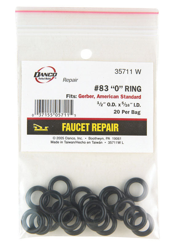 DANCO - Danco 1/2 in. D X 5/16 in. D #83 Rubber O-Ring 20 pk