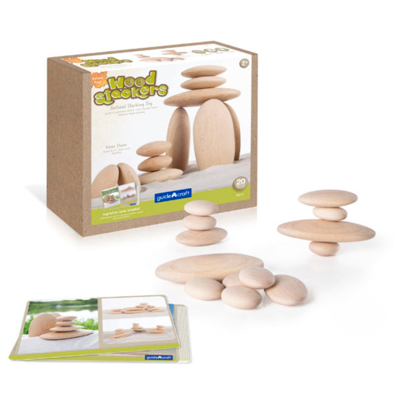 GUIDECRAFT - Wood Stackers - River Stones, 20 Pieces