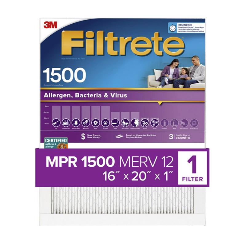 3M - Filtrete 16 in. W X 20 in. H X 1 in. D 12 MERV Pleated Allergen Air Filter 1 pk - Case of 4