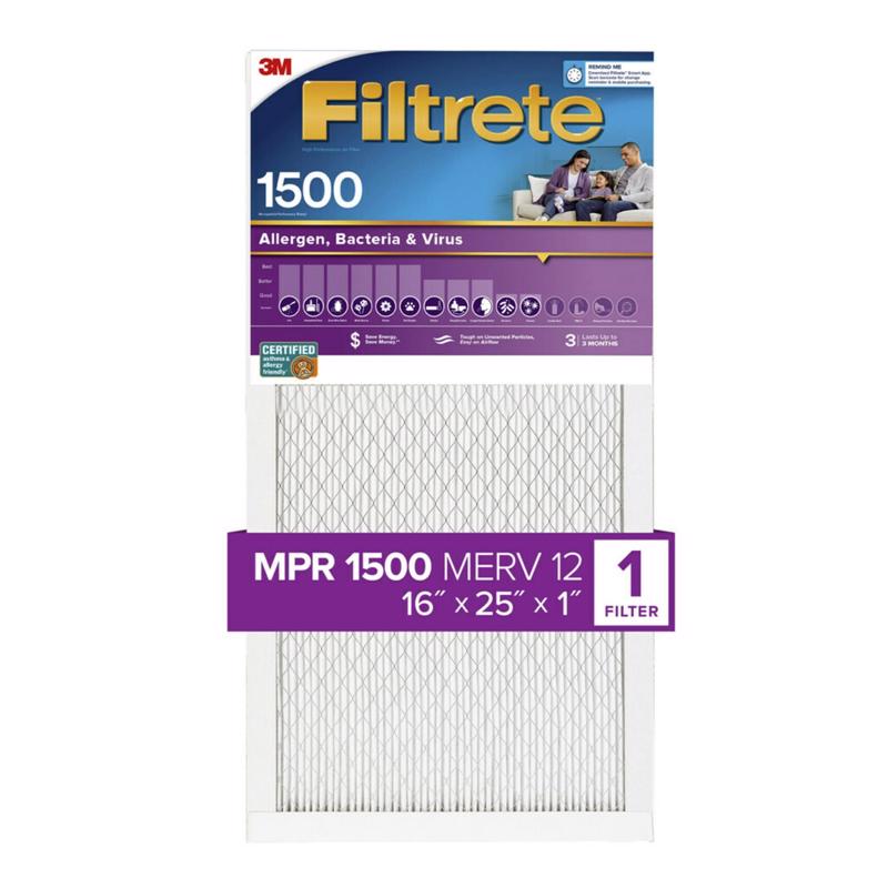 3M FILTRETE - 3M Filtrete 16 in. W X 25 in. H X 1 in. D 12 MERV Pleated Allergen Air Filter 1 pk - Case of 4