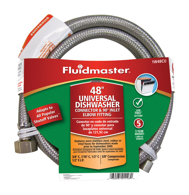 FLUIDMASTER - Fluidmaster 3/8 in. Compression X 3/8 in. D Compression 48 in. Stainless Steel Dishwasher Supply Lin [1W48CU]