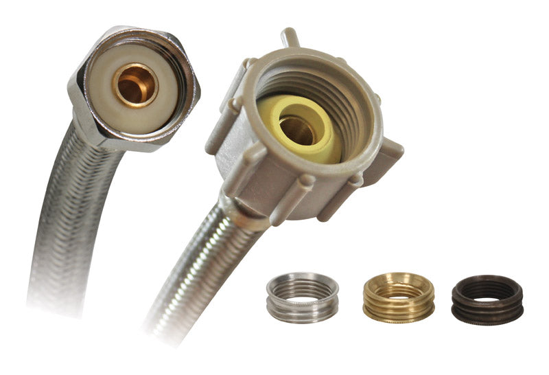 FITS-ALL - Fluidmaster 1/2 in. Ballcock Ah X 7/8 in. D Ballcock 12 in. Braided Stainless Steel Supply Line