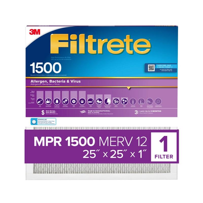 3M - 3M Filtrete 25 in. W X 25 in. H X 1 in. D 12 MERV Pleated Air Filter 1 pk - Case of 4