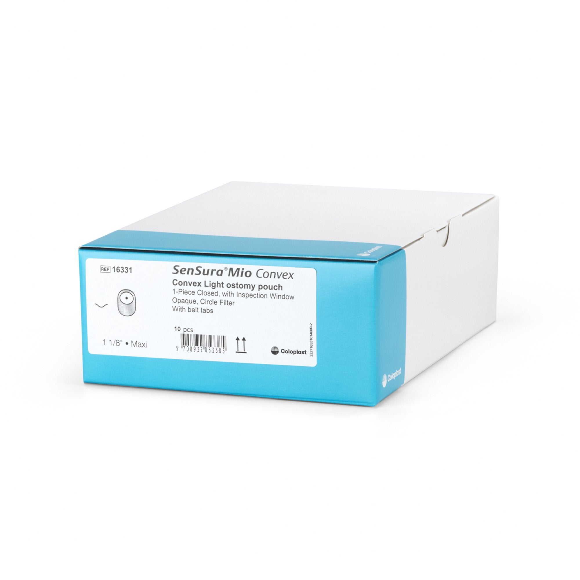 Coloplast - Ostomy Pouch SenSura® Mio Convex One-Piece System 8-1/4 Inch Length, Maxi Convex Light, Pre-Cut 1-1/8 Inch Stoma Closed End [10/BX]