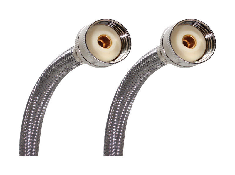 NO BURST - Fluidmaster 3/4 in. Hose X 3/4 in. D Hose 72 in. Stainless Steel Washing Machine Supply Line