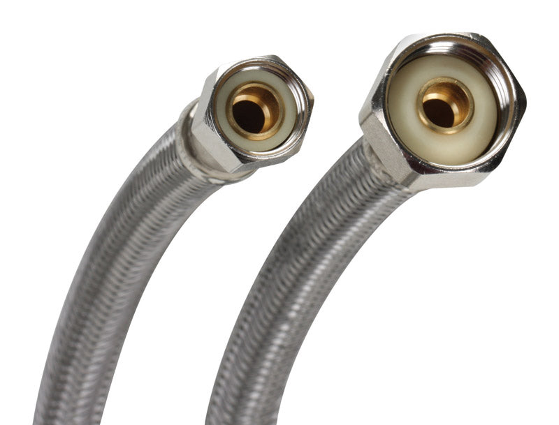 NO-BURST - Fluidmaster 3/8 in. Compression X 1/2 in. D FIP 16 in. Braided Stainless Steel Supply Line