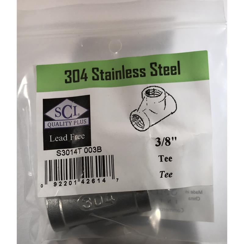 SMITH-COOPER - Smith-Cooper 3/8 in. FPT X 3/8 in. D FPT 3/8 in. D FPT Stainless Steel Tee