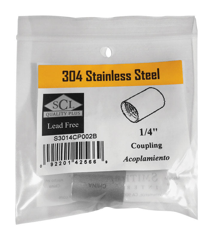 SMITH-COOPER - Smith-Cooper 1/4 in. FPT X 1/4 in. D FPT Stainless Steel Coupling