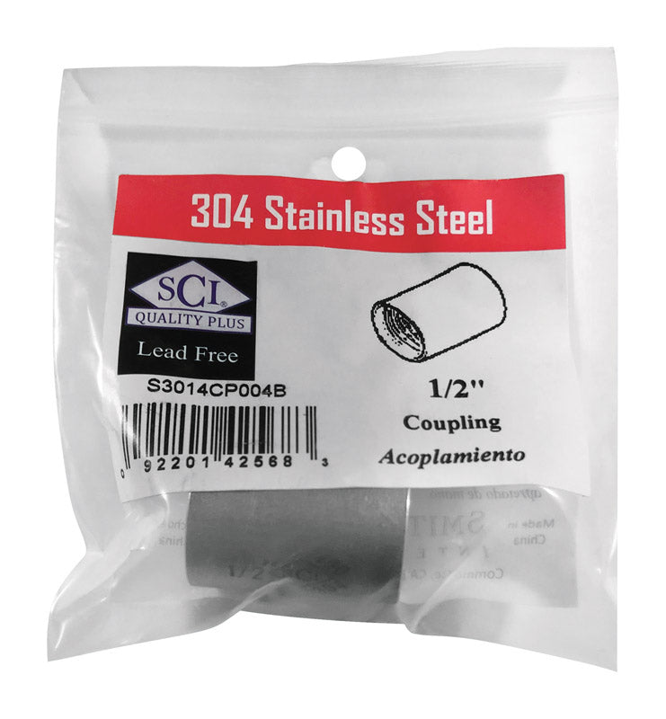 SMITH-COOPER - Smith-Cooper 1/2 in. FPT X 1/2 in. D FPT Stainless Steel Coupling