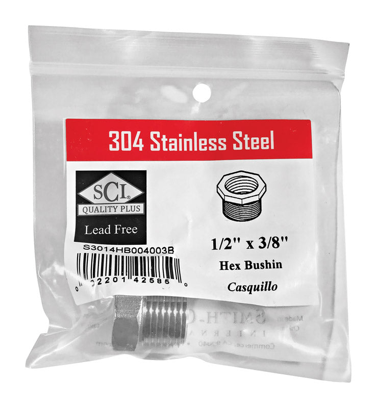 SMITH-COOPER - Smith-Cooper 1/2 in. MPT X 3/8 in. D FPT Stainless Steel Hex Bushing