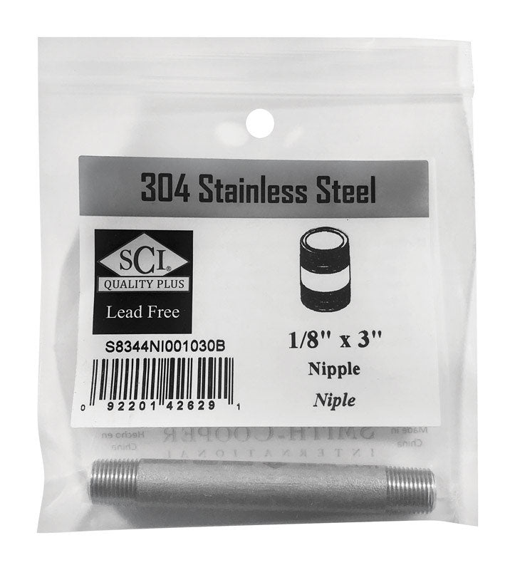 SMITH-COOPER - Smith-Cooper 1/8 in. MPT Stainless Steel 3 in. L Nipple