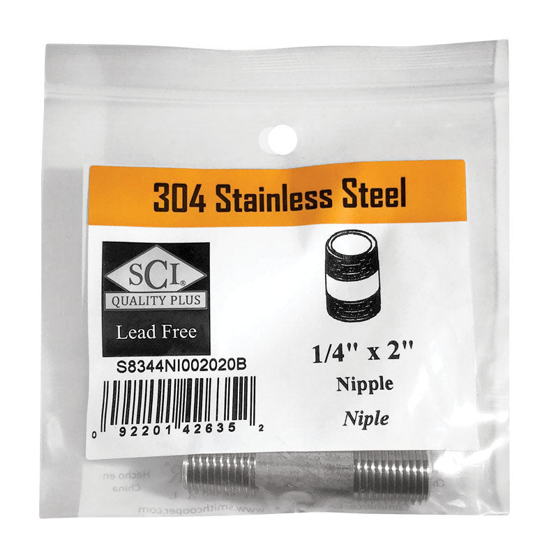 SMITH-COOPER - Smith-Cooper 1/4 in. MPT Stainless Steel 2 in. L Nipple