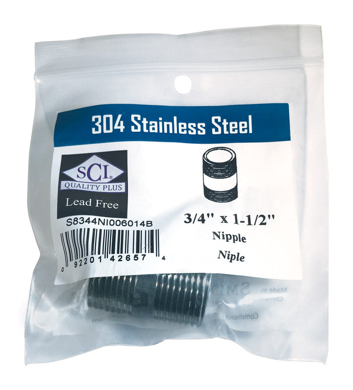SMITH-COOPER - Smith-Cooper 3/4 in. MPT Stainless Steel 1-1/2 in. L Nipple
