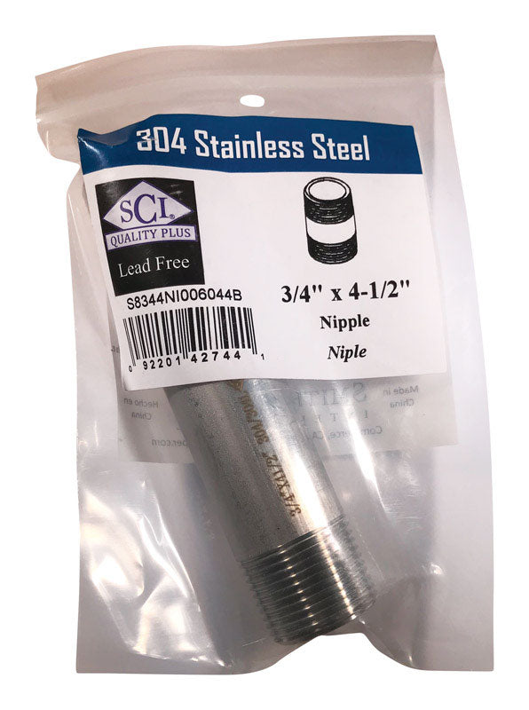 SMITH-COOPER - Smith-Cooper 3/4 in. MPT Stainless Steel 4-1/2 in. L Nipple