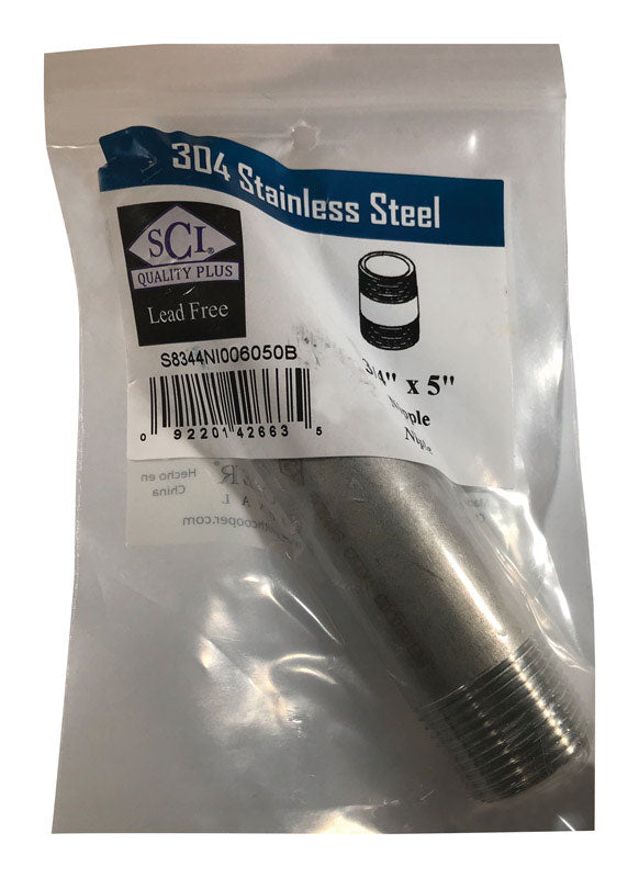 SMITH-COOPER - Smith-Cooper 3/4 in. MPT Stainless Steel 5 in. L Nipple