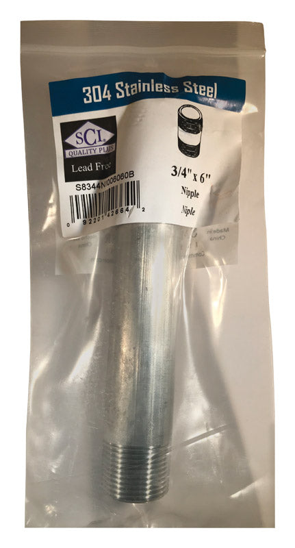 SMITH-COOPER - Smith-Cooper 3/4 in. MPT Stainless Steel 6 in. L Nipple