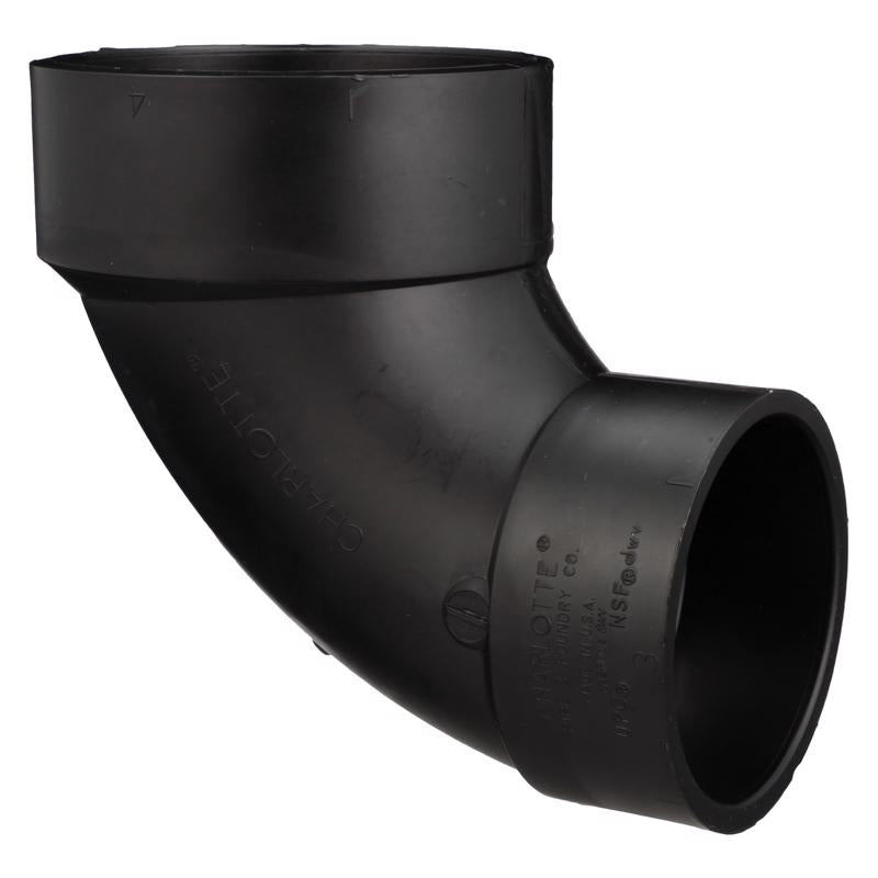 CHARLOTTE PIPE - Charlotte Pipe 3 in. Hub X 4 in. D Hub ABS 90 Degree Elbow