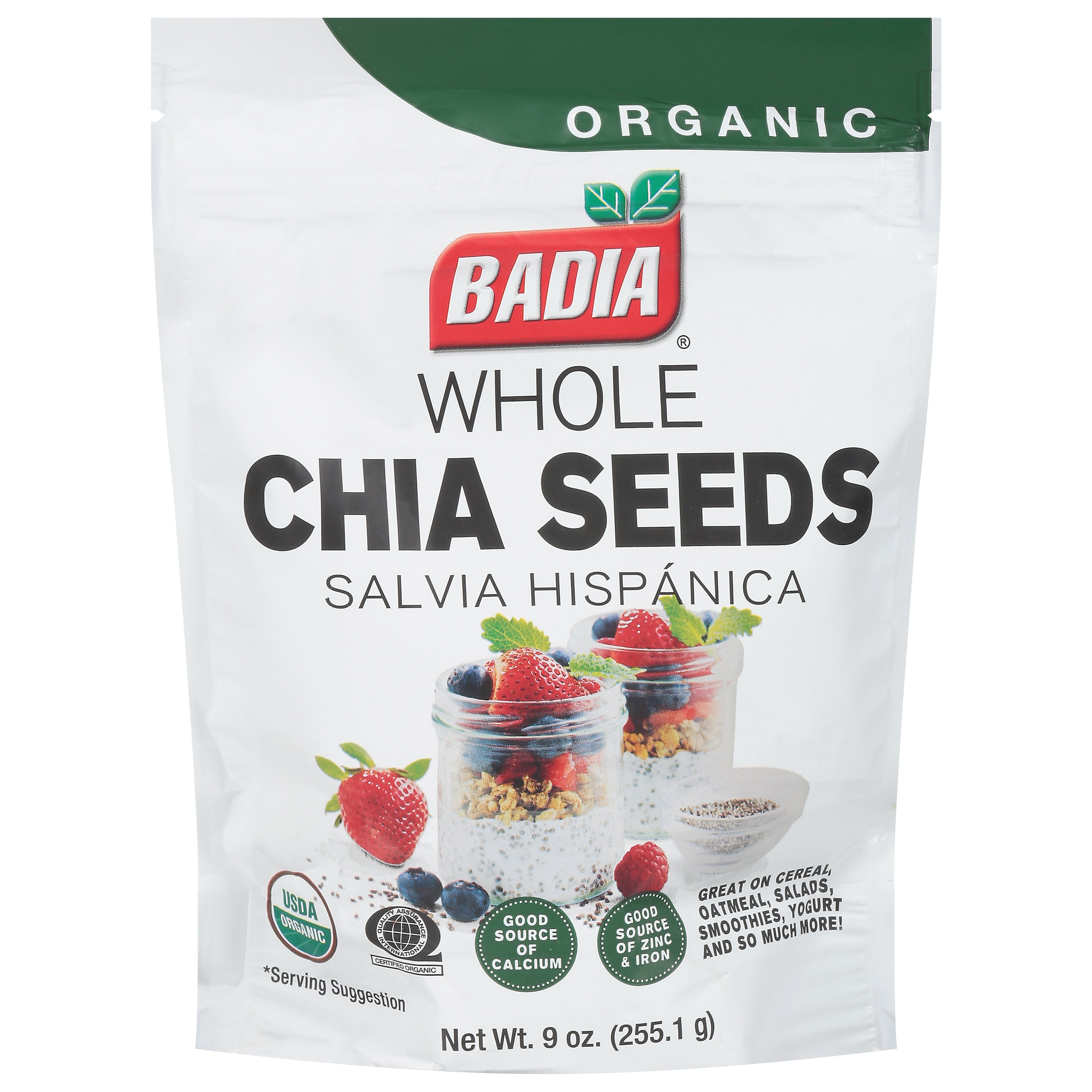 Badia Organic Whole Chia Seeds 9 oz - Case of 8