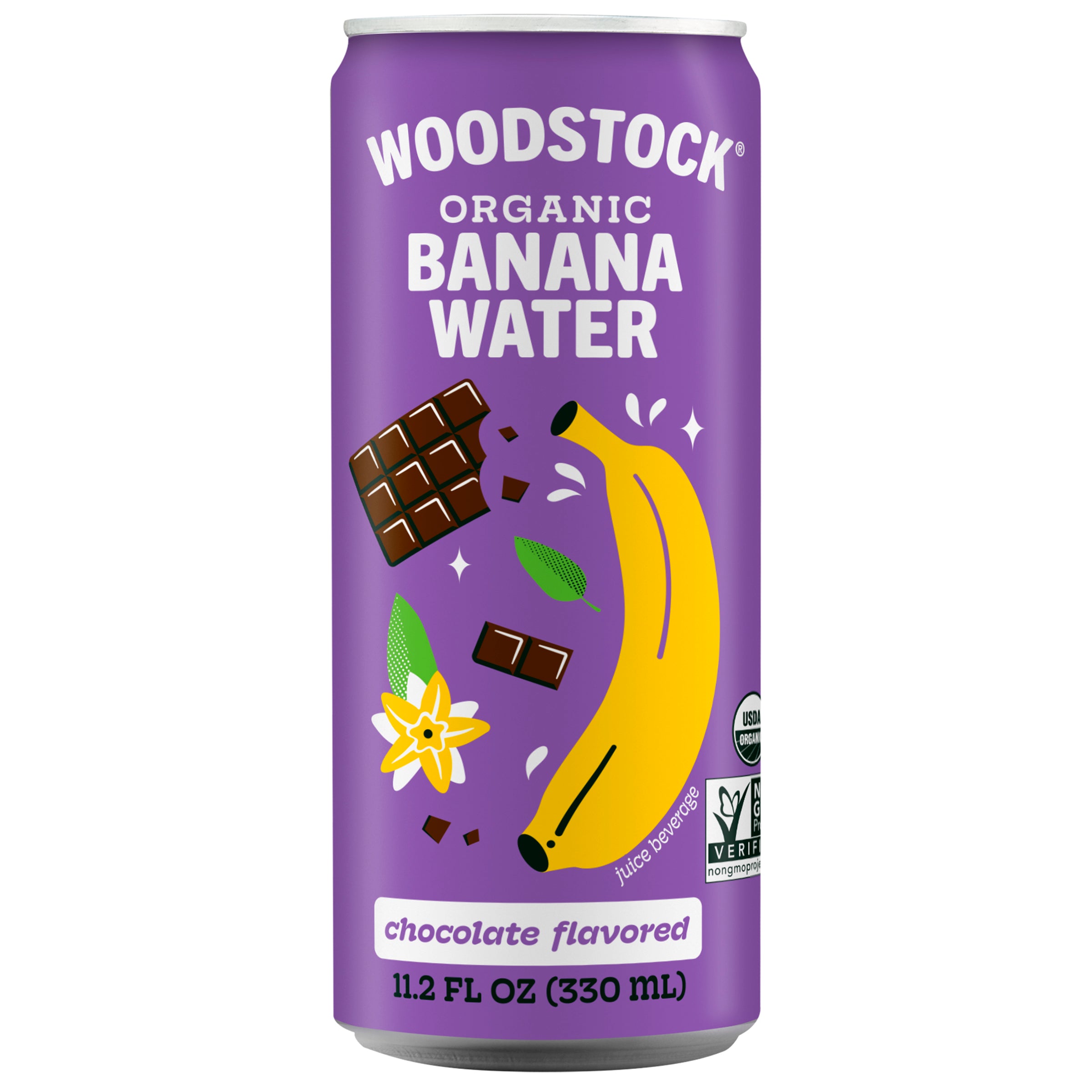 Woodstock Organic Banana Water Chocolate Flavored - 11.2 fl oz - Case of 12