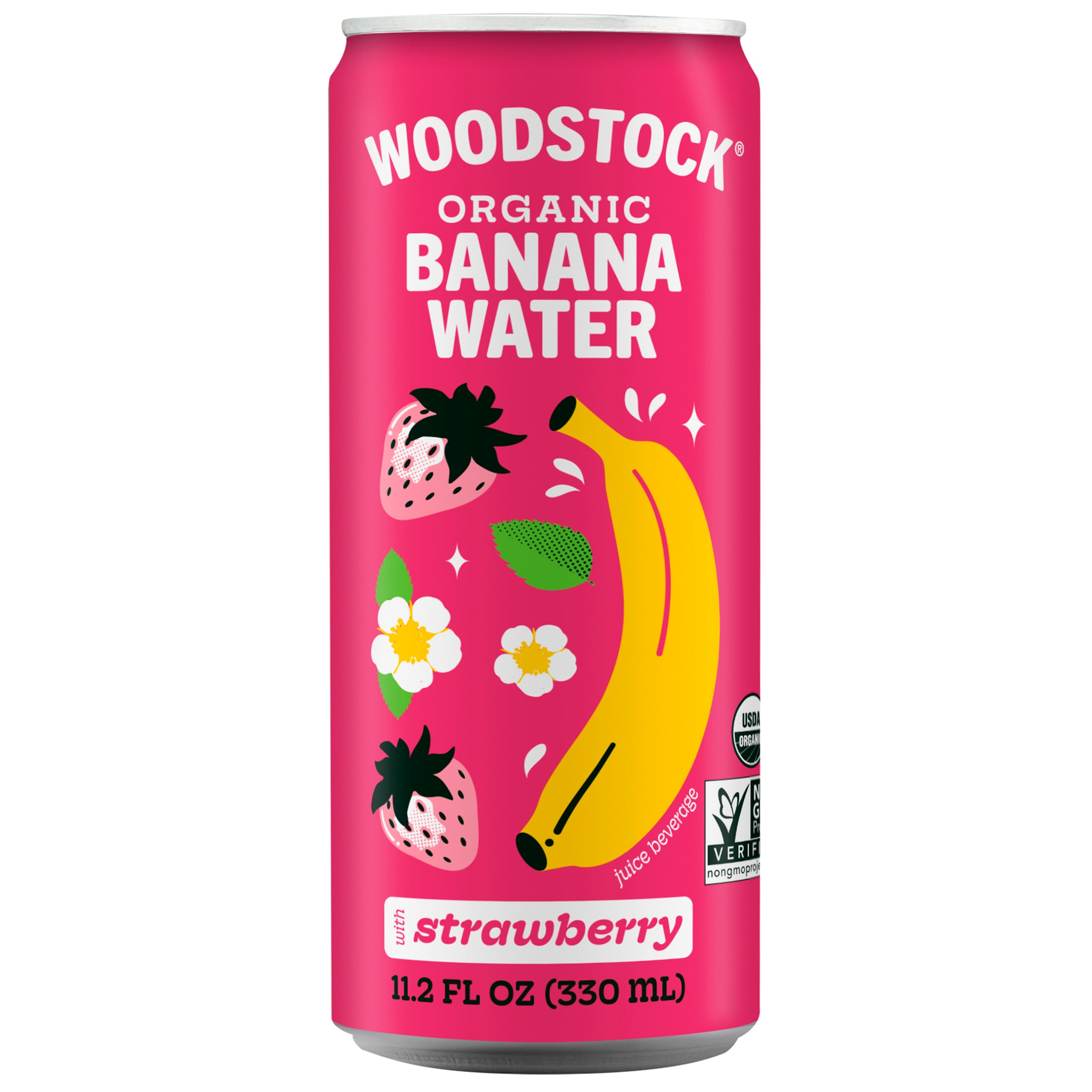 Woodstock Organic Banana Water with Strawberry - 11.2 fl oz - Case of 12