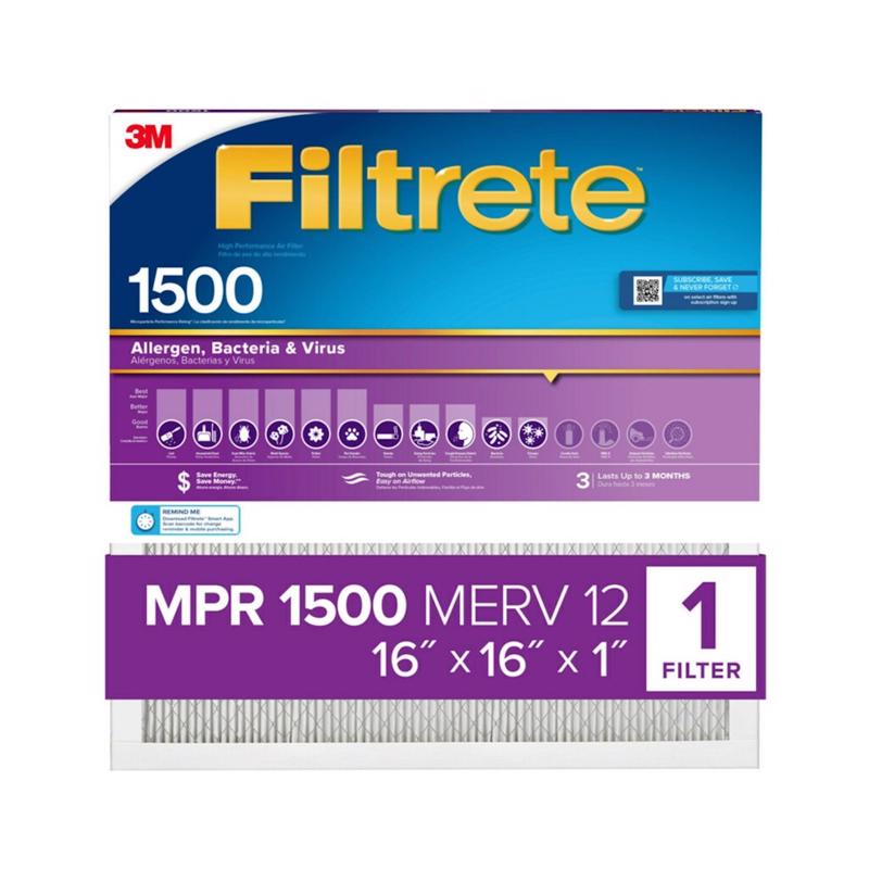 3M - 3M Filtrete 16 in. W X 16 in. H X 1 in. D 12 MERV Pleated Air Filter 1 pk - Case of 4