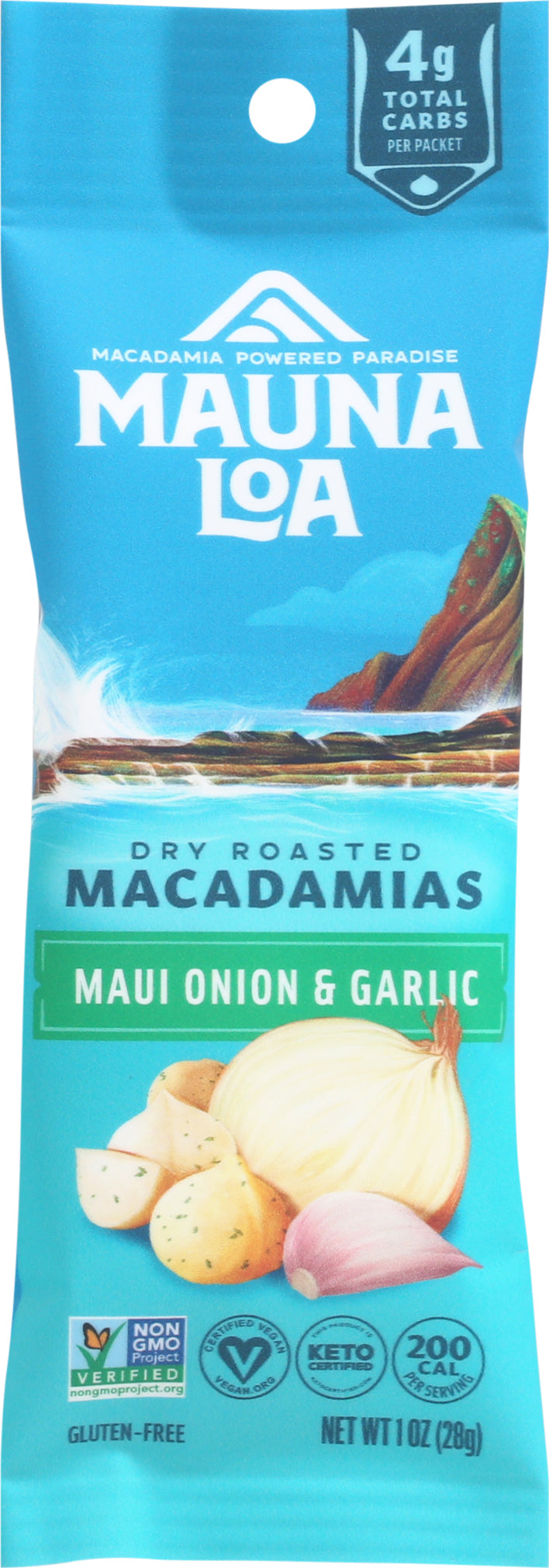Mauna Loa Maui Onion & Garlic Dry Roasted Macadamias 1 oz - Case of 12