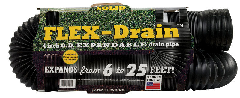 FLEX-DRAIN - Flex-Drain 3-3/4 in. D X 25 ft. L Poly Drain Pipe [51110]