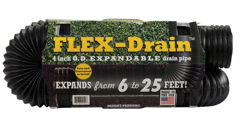 FLEX-DRAIN - Flex-Drain 3-3/4 in. D X 25 ft. L Poly Drain Pipe [51310]