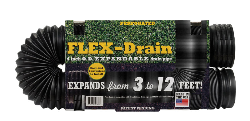 FLEX-DRAIN - Flex-Drain 4 in. D X 12 ft. L Polypropylene Perforated Drain Pipe