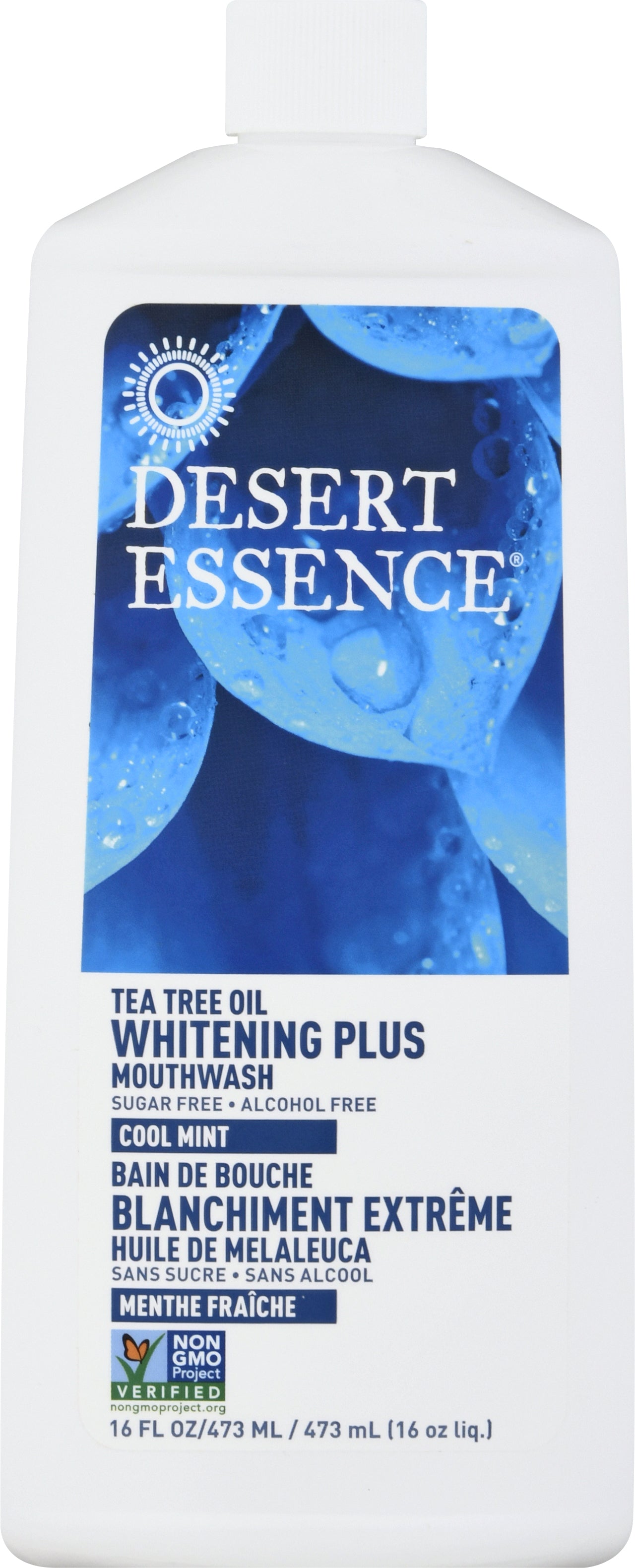 Desert Essence Whitening Plus Tea Tree Oil Cool Mint Mouthwash 16 oz - Case of 3